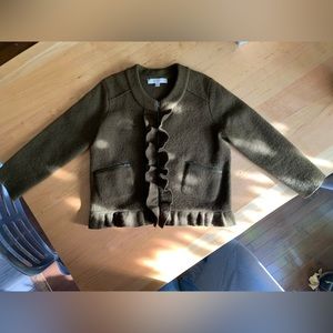 Ann Taylor - 100% Thick Soft Marino Wool -  Cropped Shacket - Medium Petite